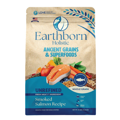 Earthborn Holistic Unrefined Smoked Salmon Recipe with Ancient Grains & Superfoods (25 Pounds)