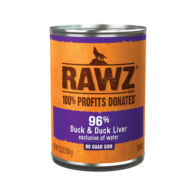 RAWZ Steam Cooked 96% Duck & Duck Liver Recipe Dog Food, 12.5 oz Can
