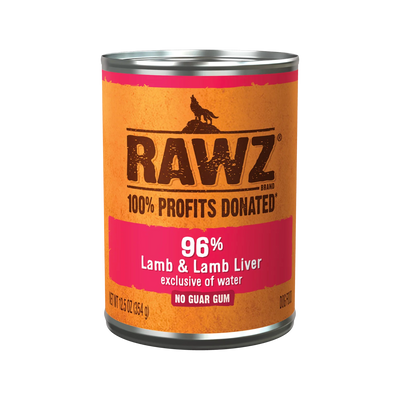RAWZ Steam Cooked 96% Lamb & Lamb Liver Dog Food, 12.5 oz Can