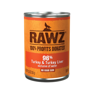 RAWZ Steam Cooked 96% Turkey & Turkey Liver Dog Food, 12.5 oz Can