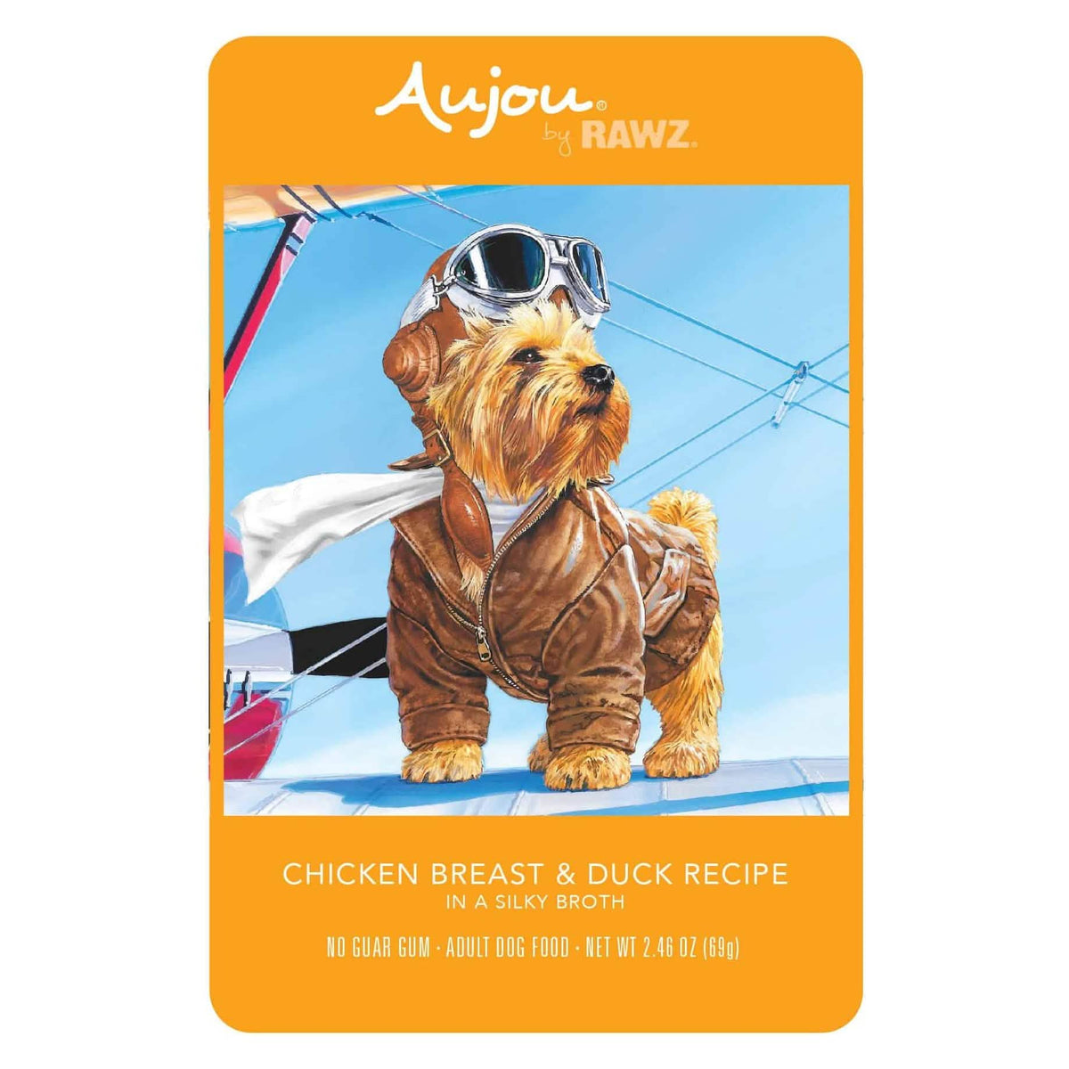 Aujou by RAWZ Chicken Breast & Duck Recipe in a Silky Broth Adult Dog Food, 2.46 oz Pouch