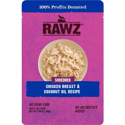RAWZ Shredded Pouch Chicken Breast & Coconut Oil Cat Food Recipe, 2.46 oz Pouch