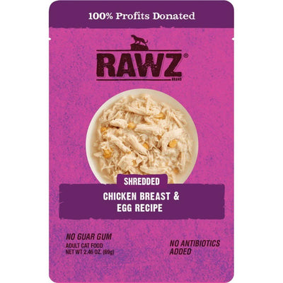 RAWZ Shredded Chicken Breast & Egg Recipe Adult Cat Food, 2.46 oz Pouch