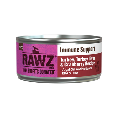 RAWZ Immune Support Turkey, Turkey Liver & Cranberry Cat Food, 5.5 oz Can