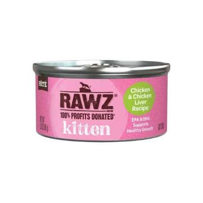 RAWZ Kitten Chicken & Chicken Liver Cat Food, 2.8 oz Can