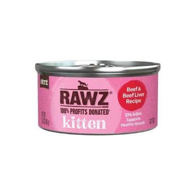 RAWZ Kitten Beef & Beef Liver Cat Food, 2.8 oz Can