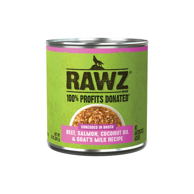 RAWZ Shredded Beef, Salmon & Coconut Oil Dog Food, 10 oz Can