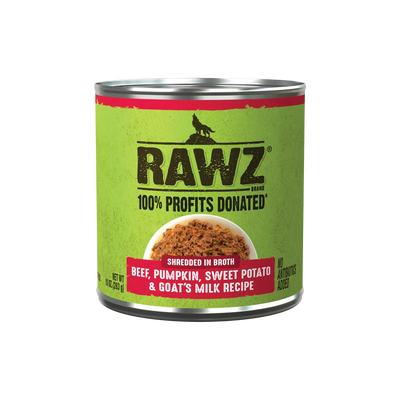 RAWZ Shredded Beef, Pumpkin, Sweet Potato & Goat's Milk Dog Food, 10 oz Can