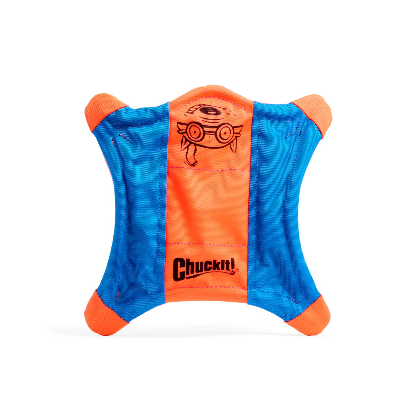 Chuckit! Flying Squirrel Fetch Dog Toy - Water Floating Flyer - Soft and Durable Polyester Canvas Construction - For Medium Dogs - Size Medium - 9.5-inch Diameter - Pack of 1 - Orange and Blue