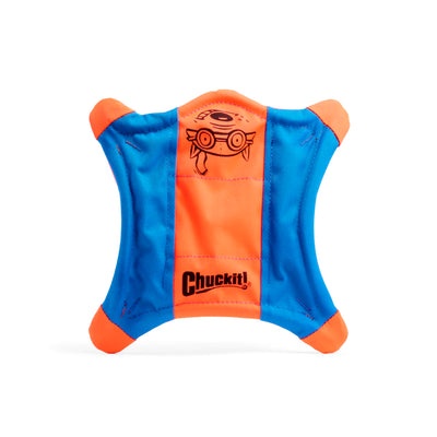 Chuckit! Flying Squirrel Fetch Dog Toy - Water Floating Flyer - Soft and Durable Polyester Canvas Construction - For Medium Dogs - Size Medium - 9.5-inch Diameter - Pack of 1 - Orange and Blue