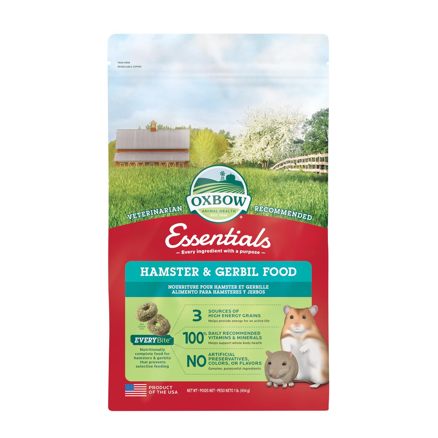 Oxbow Essentials Hamster Food and Gerbil Food - All Natural Hamster and Gerbil Food - 1 lb.