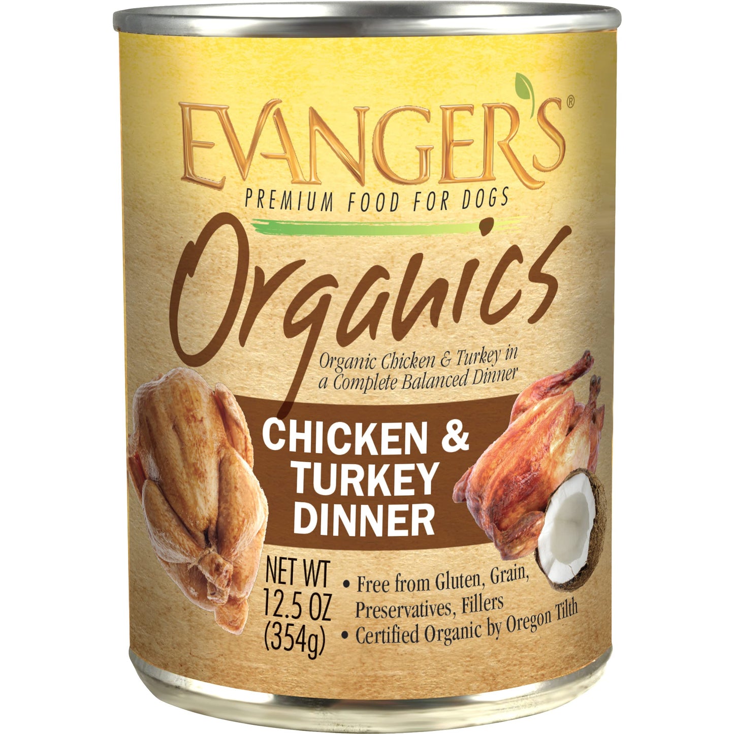 Evanger's Dog & Cat Food Organics Chicken & Turkey for Dogs, 12-12.8 oz