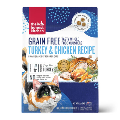 The Honest Kitchen Whole Food Clusters Grain Free Turkey & Chicken Dry Cat Food, 1 lb Trial Pouch