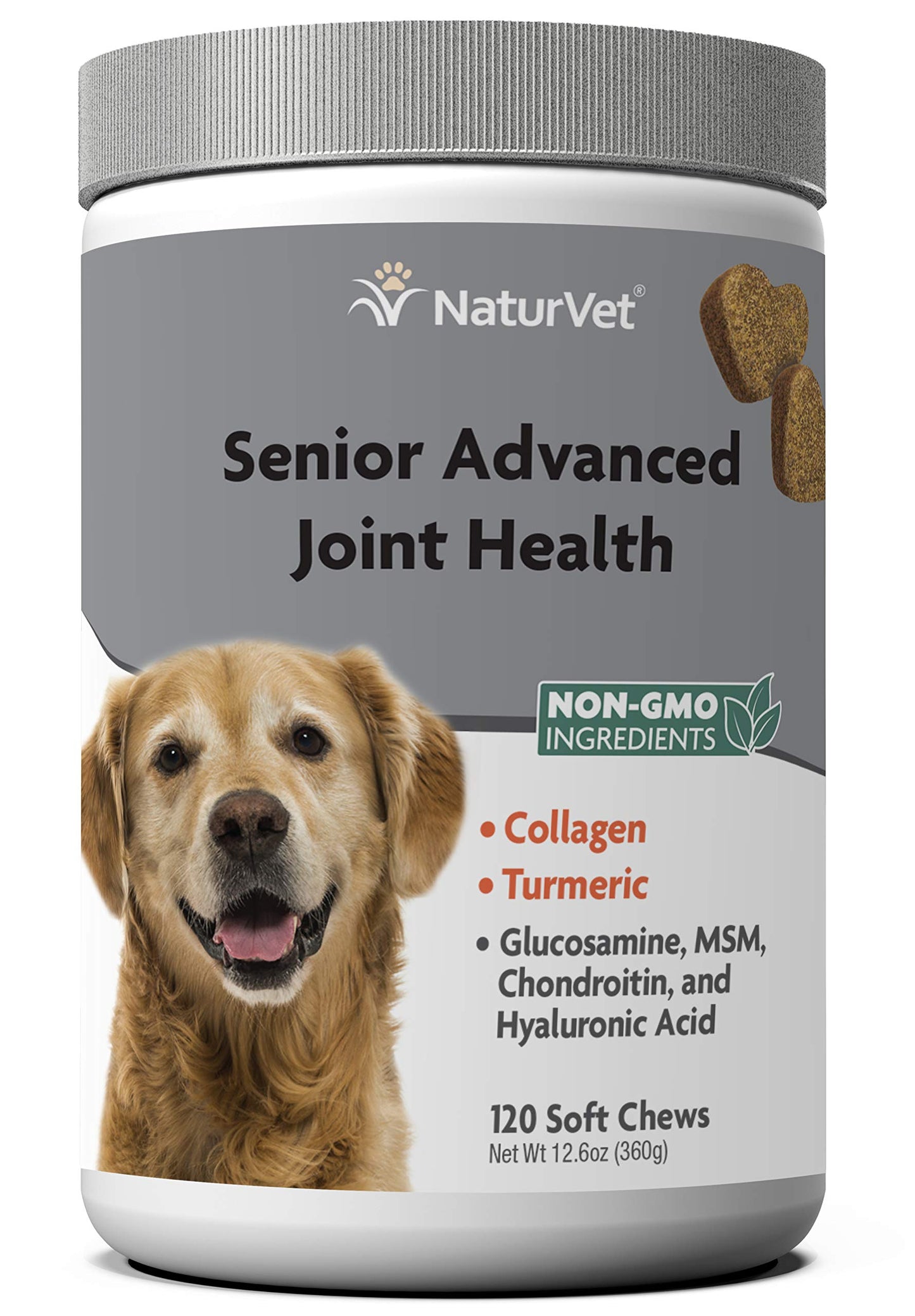 NaturVet Senior Advanced Joint Health Dog Supplement - Includes Glucosamine, MSM, Chondroitin, Collagen - Helps Supports Canine Joint Health Function - 120 Ct. Soft Chews