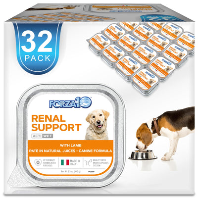 Forza10 Wet Dog Food Kidney RENAL ACTIWET with Lamb 3.5oz, Adult Dog Food Wet, Renal Support Canned Dog Food, 32 Pack Case