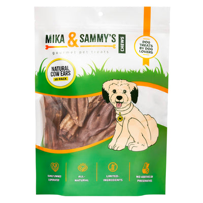 Dog Treats - Pig Ears, Natural Chews for Pups (10 Pack, Cow Ears)