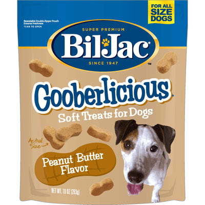 Bil-Jac Gooberlicious Soft Treats for Dogs - Puppy Training Treat Rewards, 10oz Resealable Double Zipper Pouch, Peanut Butter Flavor Chicken Liver Dog Treats