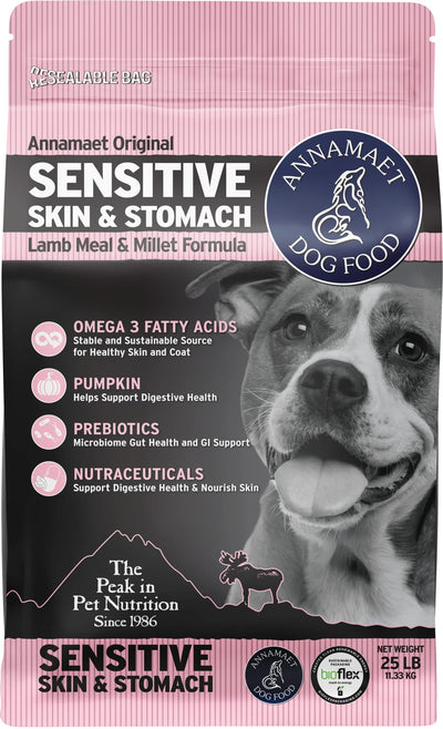 Annamaet Original Sensitive Skin & Stomach Dry Dog Food, (Lamb, Whitefish & Millet), 25-lb Bag