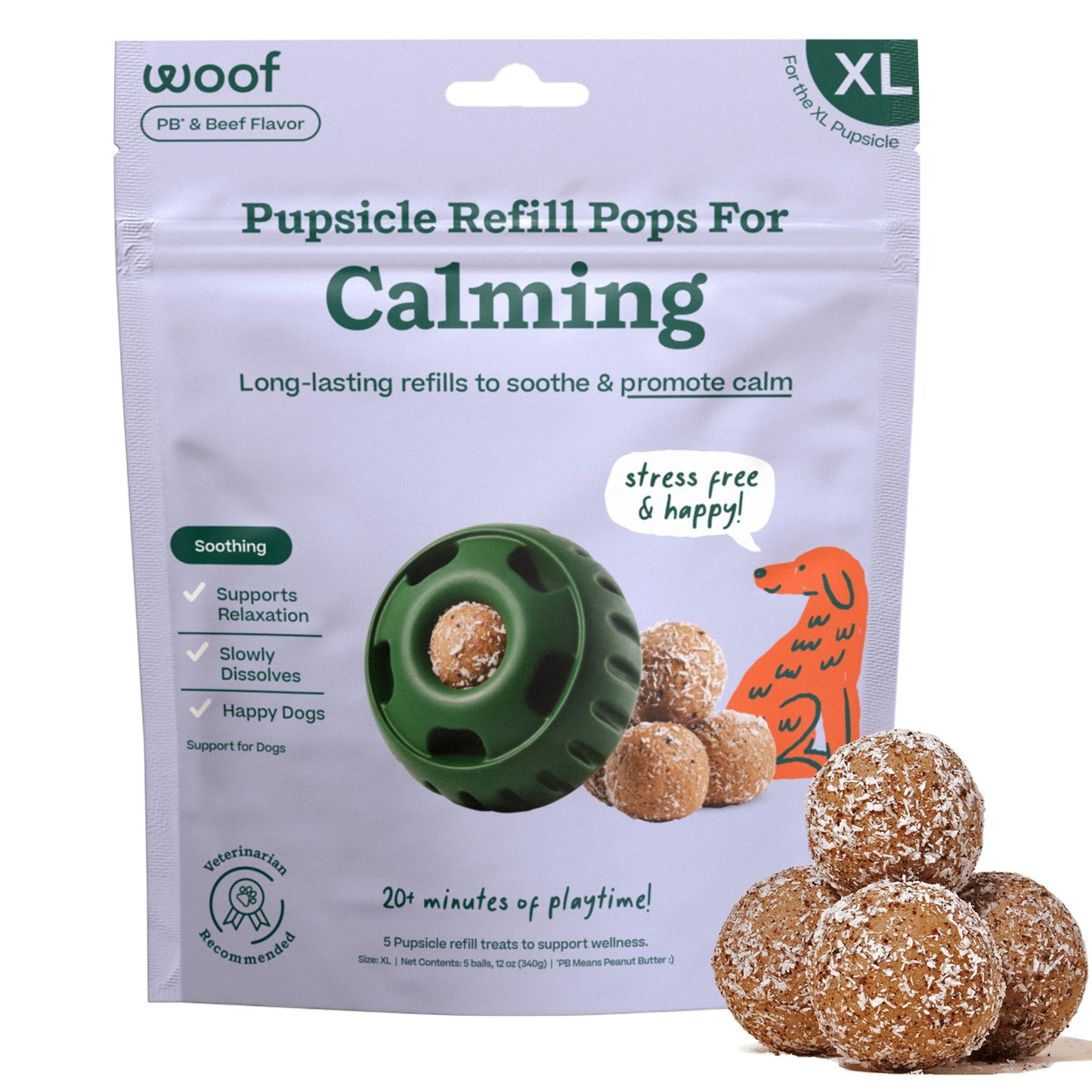 WOOF Pupsicle Refill Pops for Calming - Calming Dog Treats - Long-Lasting Refills for The Pupsicle Toy to Promote Calm - Magnesium for Dogs- XL Pops - 5 Count