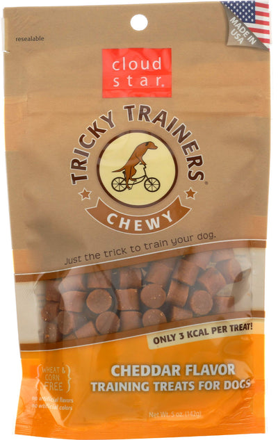 Cloud Star Tricky Trainers Soft & Chewy Dog Training Treats 5 oz Pouch, Cheddar