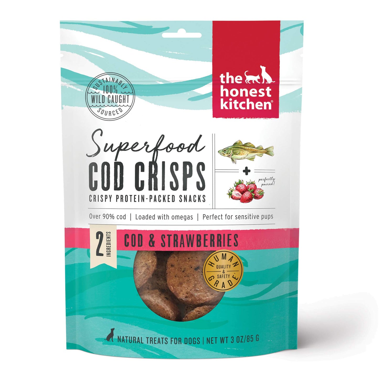 The Honest Kitchen Superfood Cod Crisps: Cod & Strawberry, 3 oz