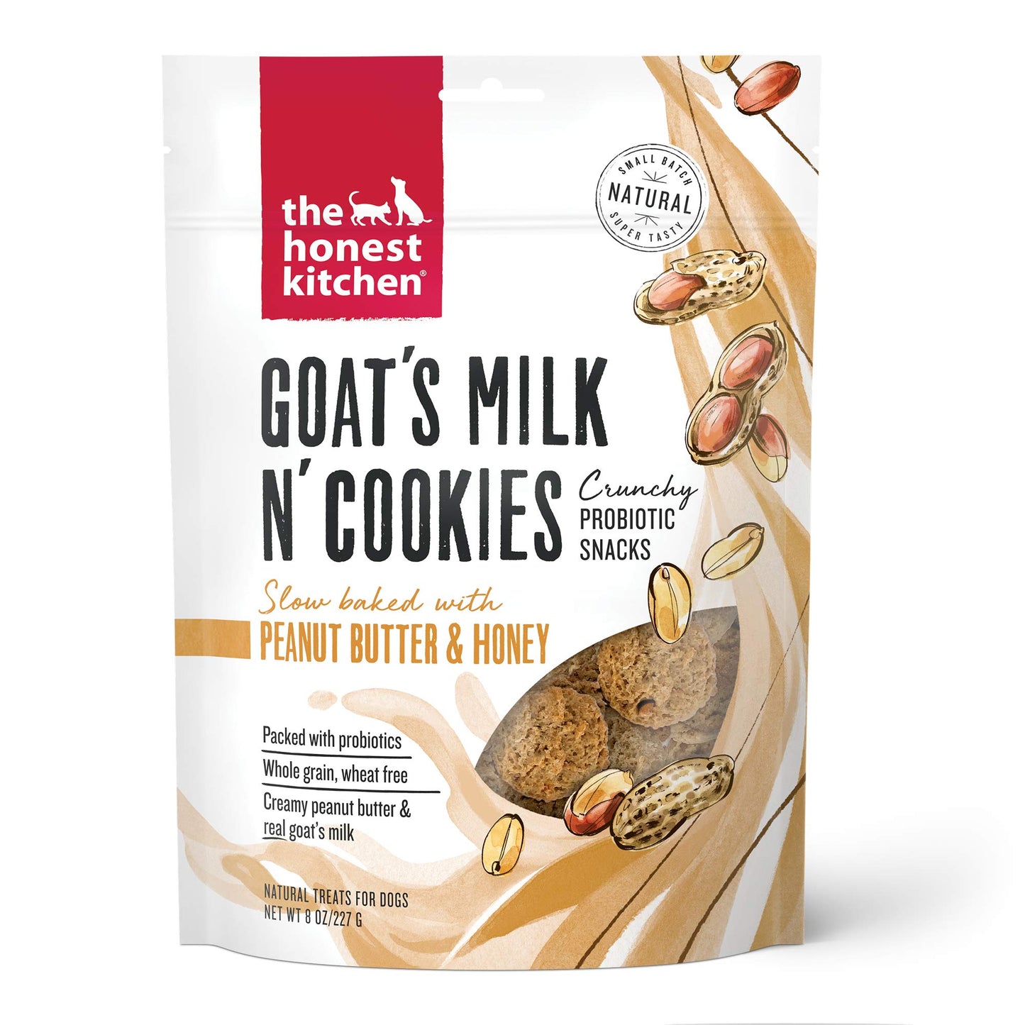 The Honest Kitchen Goat's Milk N' Cookies: Slow Baked with Peanut Butter & Honey, 8 oz Bag