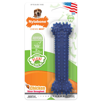 Nylabone Flexi Chew Moderate Textured Dental Chew Toy for Dogs, Chicken Flavor, Medium/Wolf (1 Count)