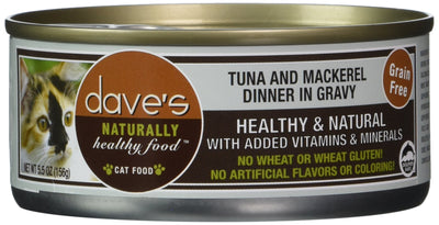 Dave'S Pet Food Tuna And Mackerel Food (24 Cans Per Case), 5.5 Oz.