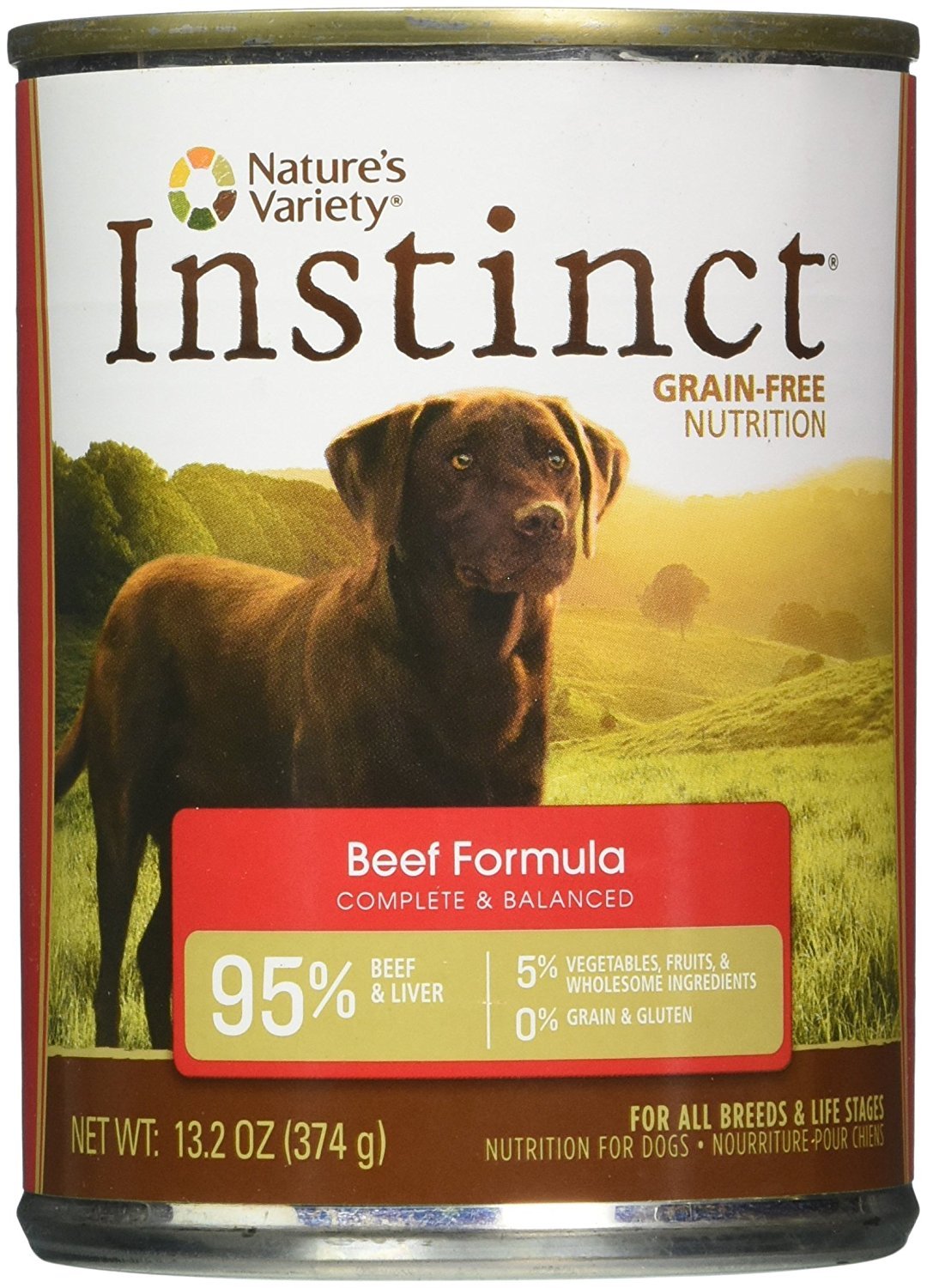 Nature's Variety Instinct, Grain-Free Canned Dog Food, Beef, 13.2 Ounces (Single Can)