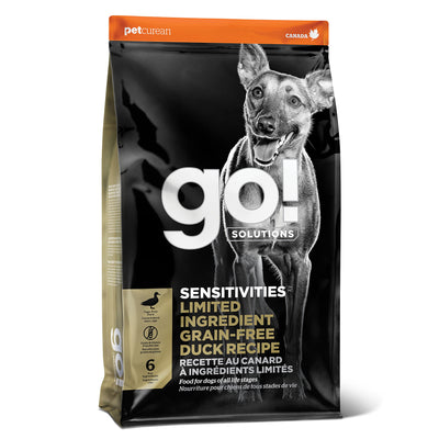 Go! Solutions Sensitivities Limited Ingredient, Grain-Free Dry Dog Food, Duck Recipe for Sensitive Stomach, 22 lb Bag