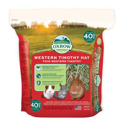 Oxbow Animal Health Western Timothy Hay - All Natural Hay for Rabbits, Guinea Pigs, Chinchillas, Hamsters & Gerbils - 40 Oz