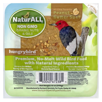 HUNGRYBIRD NaturAll Non GMO Peanut Butter Suet Cake