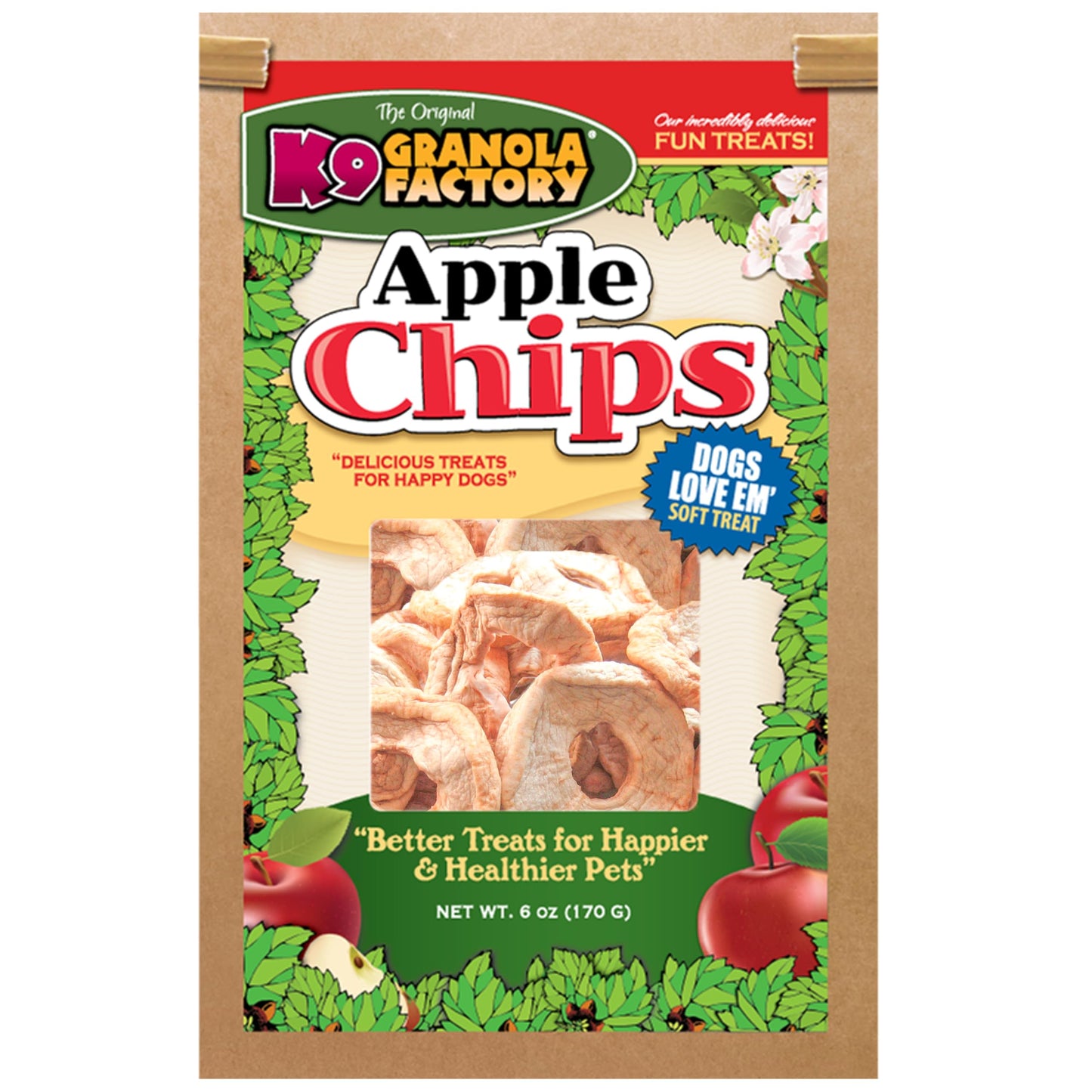 K9 Granola Factory Chip Collection Apple Chips Dog Treats 6oz