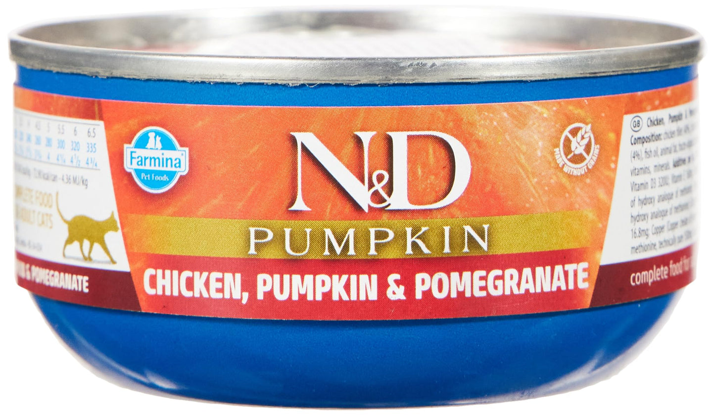 Farmina Natural & Delicious Pumpkin Feline Chicken, Pumpkin & Pomegranate Cans 12/2.8-oz