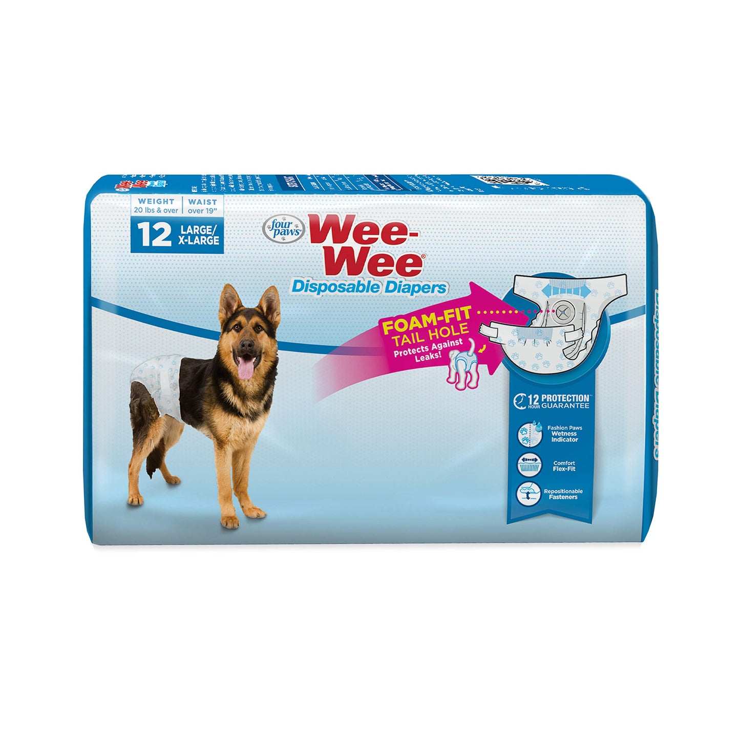 Four Paws Wee-Wee Super Absorbent Disposable Dog Diapers, Large (12 Count)