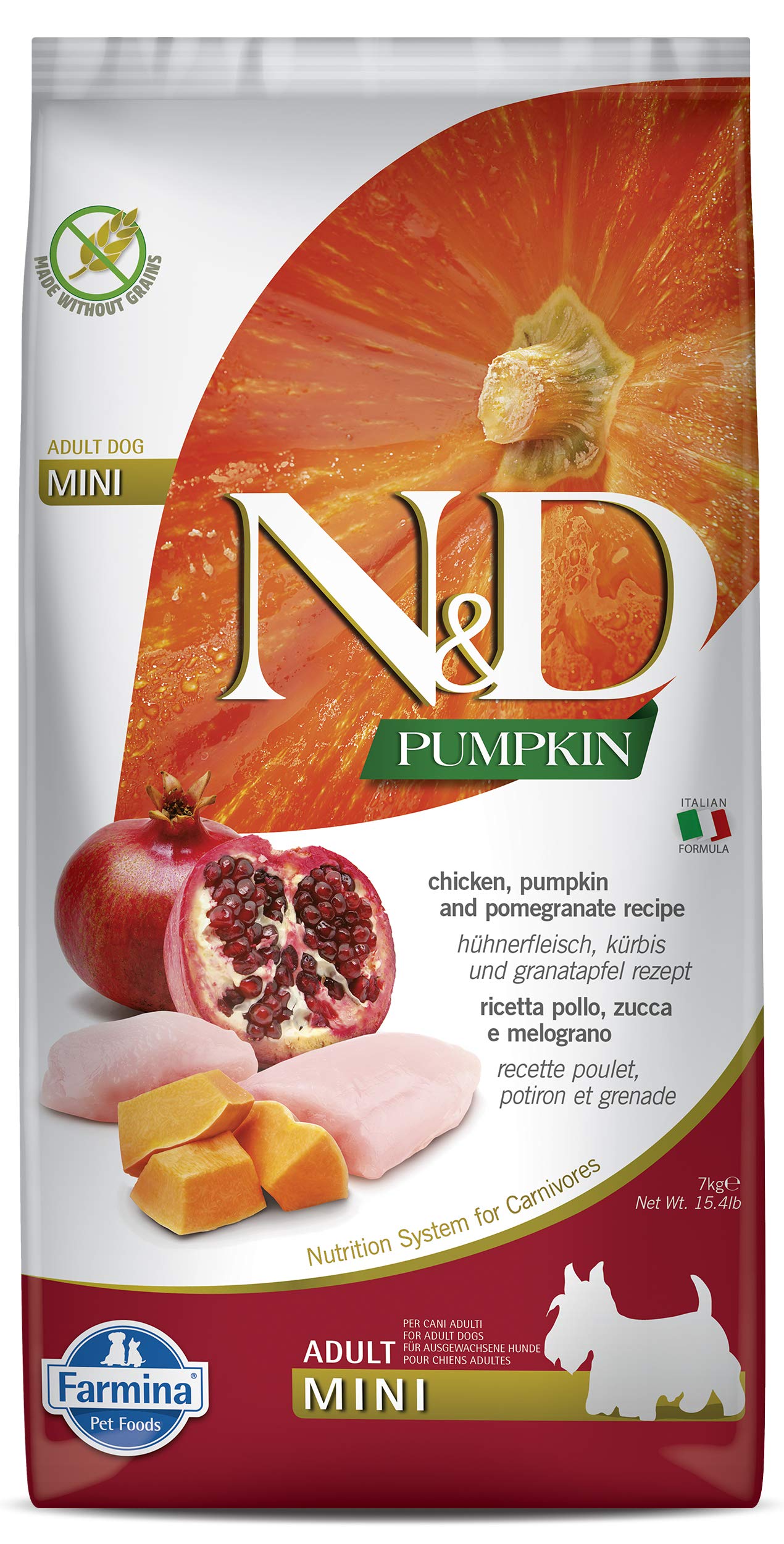 Farmina N&D Dog Dry Grain Free Pumpkin Mini Chicken & Pomegranate 15.4 Pounds