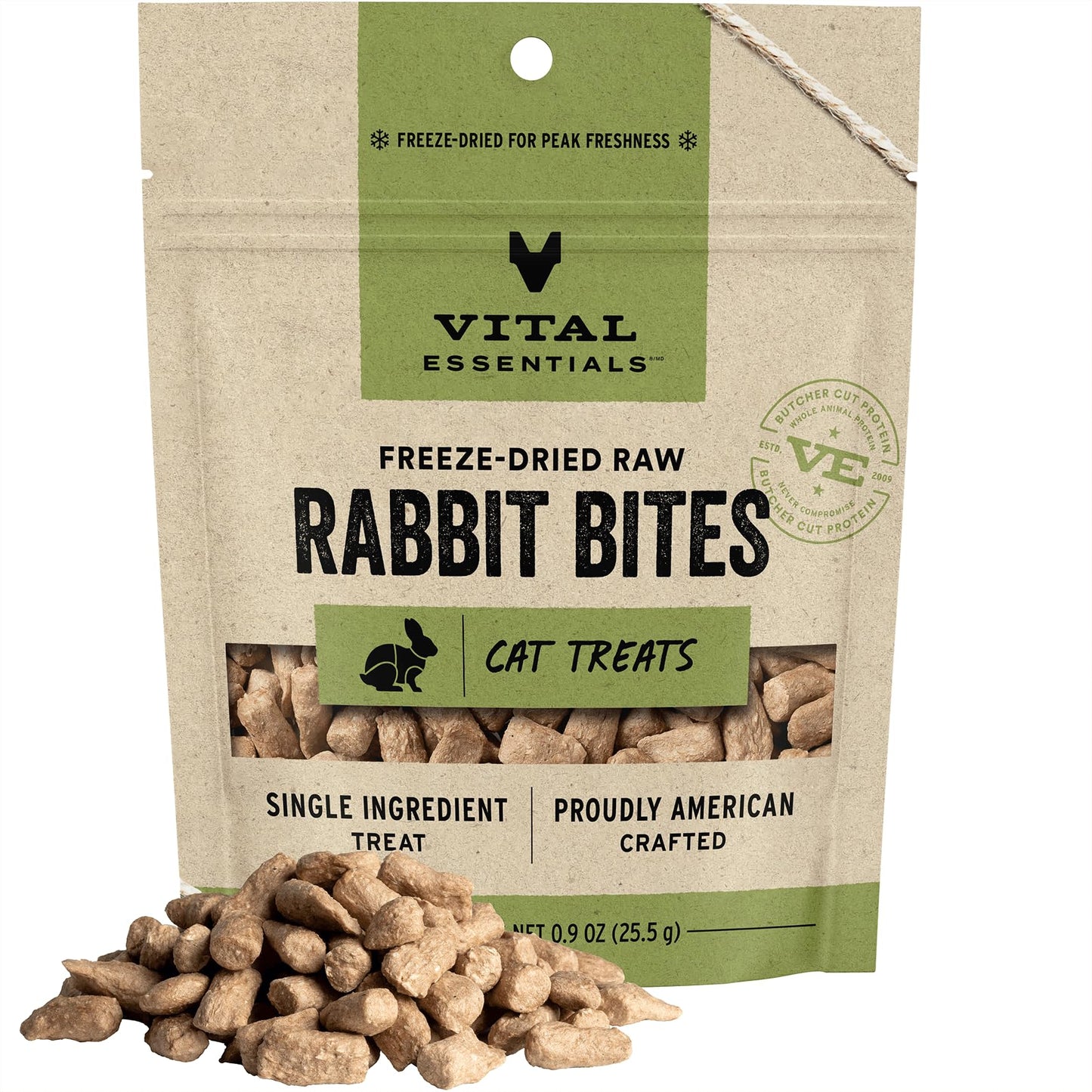 Vital Essentials Freeze Dried Raw Cat Treats, Rabbit Bites, 0.9 oz