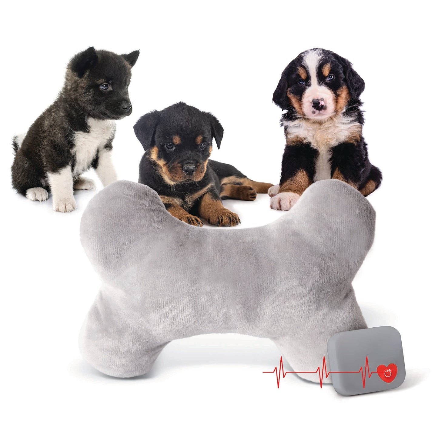 K&H Pet Products Mother's Heartbeat Calming Dog Toy Bone Pillow Gray Large Breed Heartbeat 13 Inch