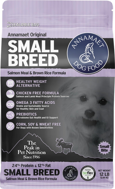 Annamaet Original Small Breed Salmon Formula Dry Dog Food, (Salmon & Brown Rice), 12-lb Bag