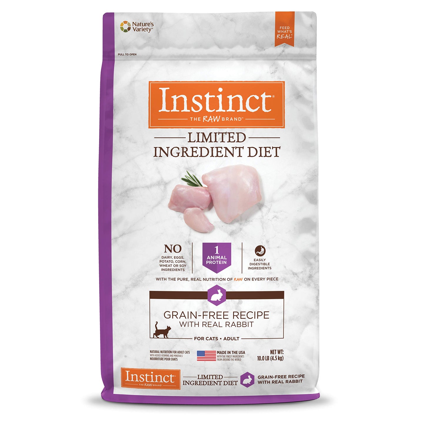 Instinct Limited Ingredient Diet Grain Free Recipe with Real Rabbit Natural Dry Cat Food, 10 lb. Bag