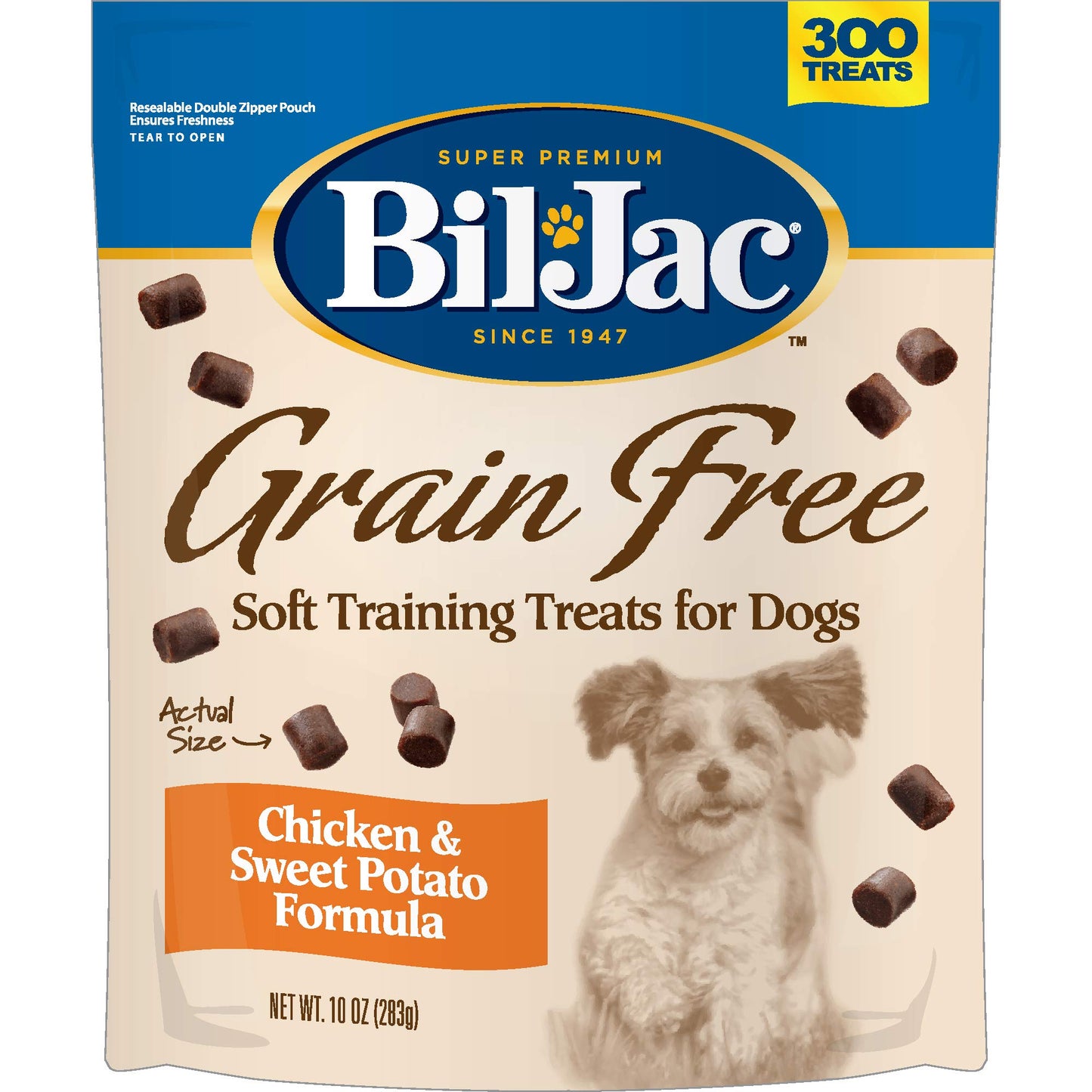 Bil-Jac Grain Free Soft Treats for Dogs - Puppy Training Treat Rewards,10oz Resealable Double Zipper Pouch, Chicken & Sweet Potato Formula Chicken Liver Dog Treats