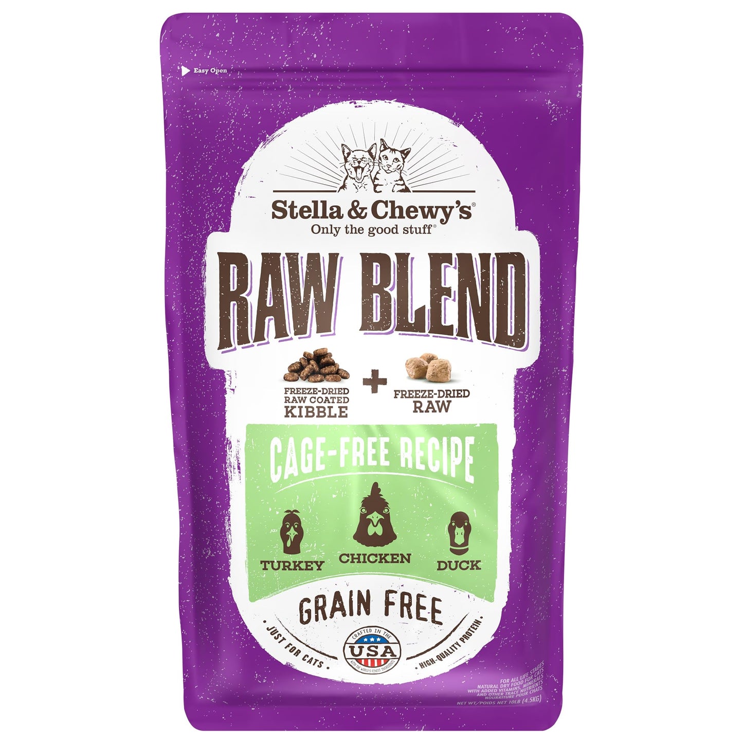 Stella & Chewy's Raw Blend Premium Kibble Cat Food - Grain Free, Protein Rich Meals - Cage-Free Poultry Recipe - 10 lb. Bag