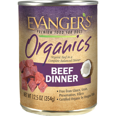 Evanger's Organics Beef Dinner for Dogs 12.5 oz (Pack of 12)