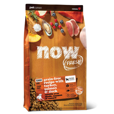 Now Fresh Grain-Free, Dry Dog Food, Real Meat and Fish, Turkey, Salmon and Duck Senior Recipe, All Breed Size, 22 lb Bag