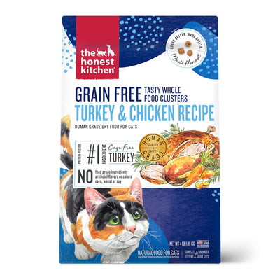 The Honest Kitchen Whole Food Clusters Grain Free Turkey & Chicken Dry Cat Food, 4 lb Bag