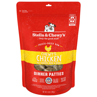 Stella & Chewy's Freeze Dried Raw Dinner Patties - Grain Free Dog Food, Protein Rich Chewyâ€™s Chicken Recipe - 14 oz Bag