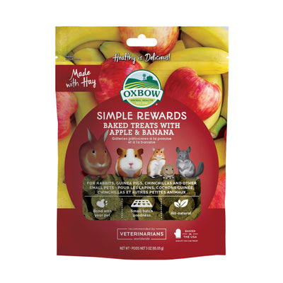 Oxbow Simple Rewards Baked Treats with Apples and Bananas for Rabbits, Guinea Pigs, Chinchillas, and Small Pets 3 Ounce (Pack of 1)