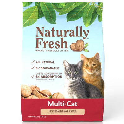 Naturally Fresh Cat Litter - Walnut-Based Quick-Clumping Kitty Litter, Unscented, Multi Cat, 26 lb