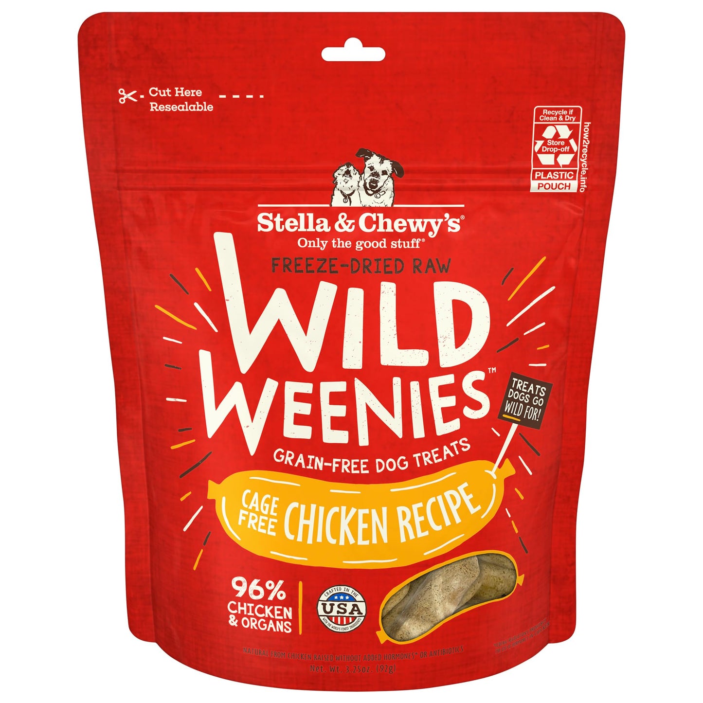 Stella & Chewy's Freeze-Dried Raw Wild Weenies Dog Treats - All-Natural, Protein Rich, Grain Free Dog & Puppy Treat - Great for Training & Rewarding - Cage-Free Chicken Recipe - 3.25 oz Bag