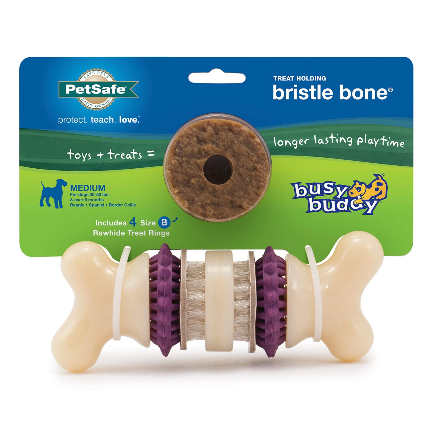 PetSafe® Busy Buddy® Bristle Bone®, Medium, Helps Keep Your Dog's Teeth Clean, Long-Lasting Playtime